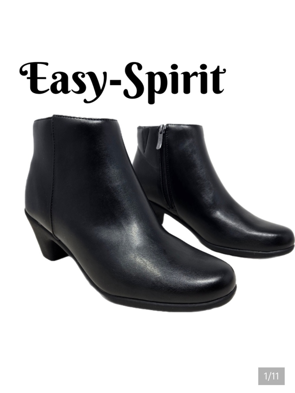 Easy Spirit Women's Ankle Boots Sz 9M Black Faux Leather Casual Ultimate Comfort